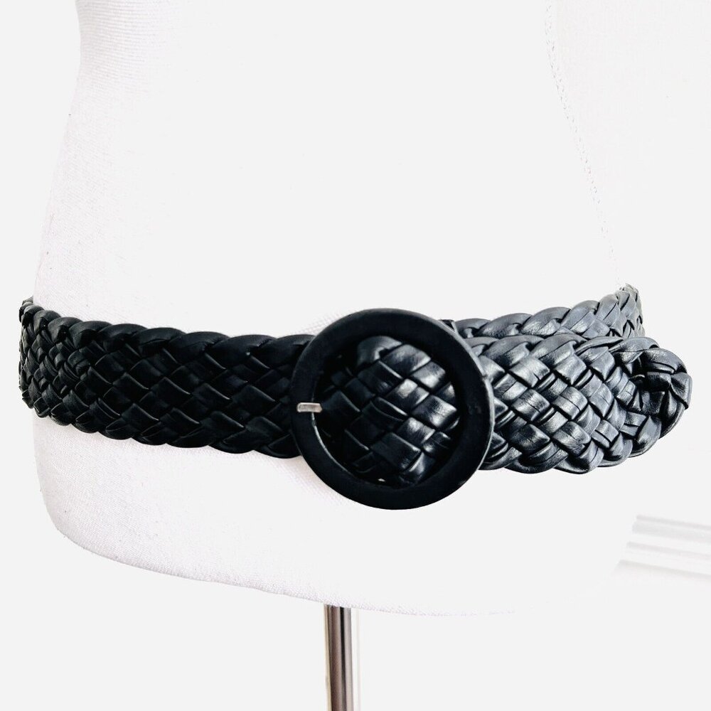 Black Soft Pliable Woven Adjustable Fit Womens Belt